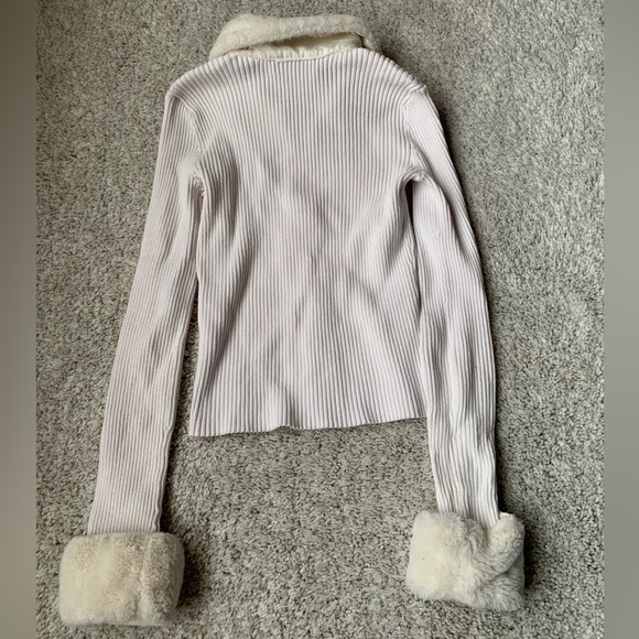 🎆🎇 3for$9 Juniors cream sweater with faux fur trim; size XS; SO - Picture 2 of 3